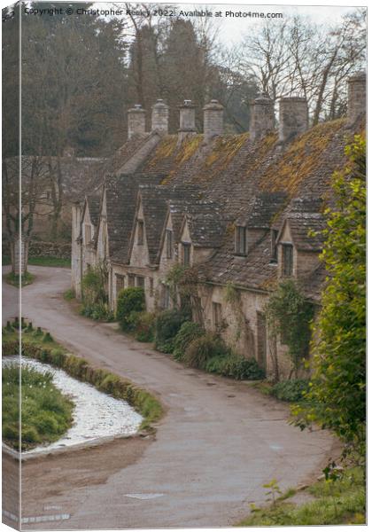 Arlington Row cottages in Bibury Canvas Print by Christopher Keeley