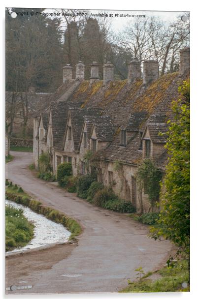 Arlington Row cottages in Bibury Acrylic by Christopher Keeley