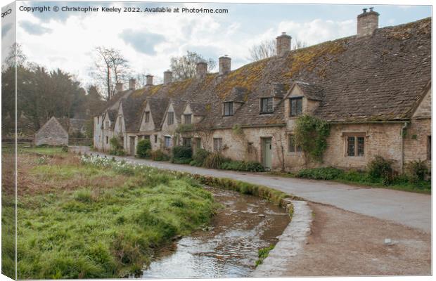 Cotswolds Arlington Row cottages in Bibury Canvas Print by Christopher Keeley