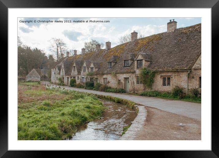 Cotswolds Arlington Row cottages in Bibury Framed Mounted Print by Christopher Keeley
