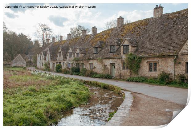 Cotswolds Arlington Row cottages in Bibury Print by Christopher Keeley