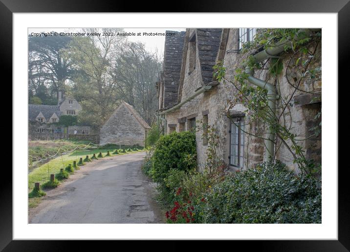 Cotswolds cottages at Arlington Row, Bibury Framed Mounted Print by Christopher Keeley