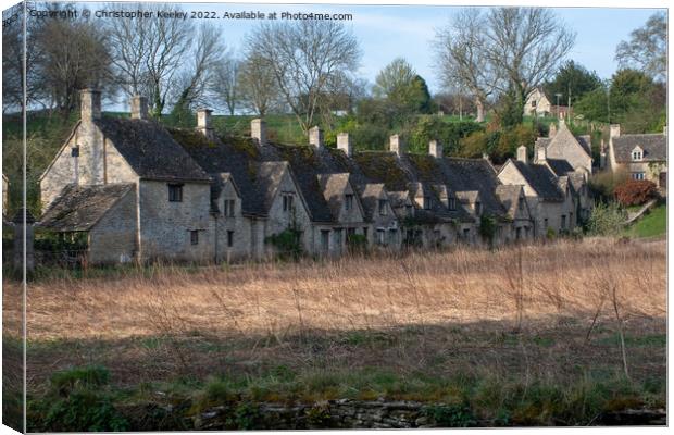 Cotswolds Arlington Row cottages, Bibury Canvas Print by Christopher Keeley