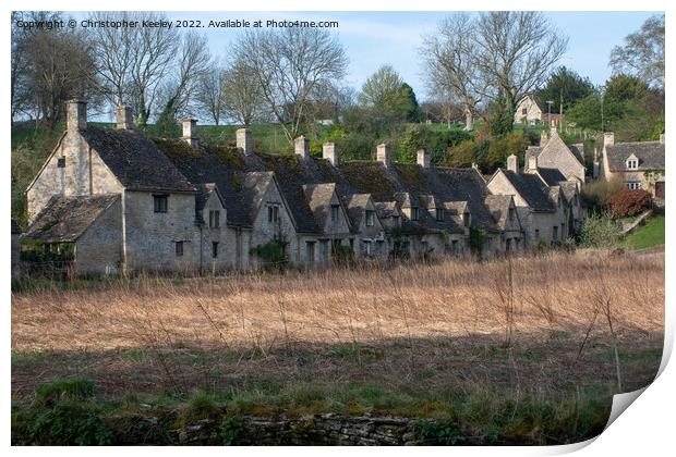 Cotswolds Arlington Row cottages, Bibury Print by Christopher Keeley