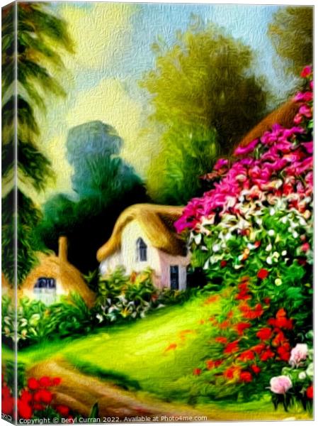 Serene Thatched Cottage Canvas Print by Beryl Curran