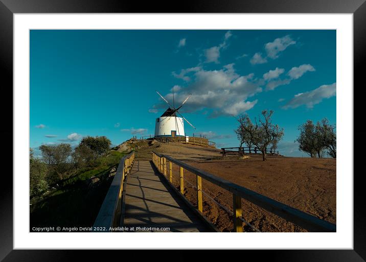 Aljustrel windmill by the Walkway Framed Mounted Print by Angelo DeVal