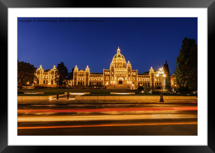 British Columbia Parliament Buildings At Night Framed Mounted Print by rawshutterbug 
