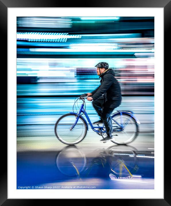 A reflective Ride Home Framed Mounted Print by Shaun Sharp