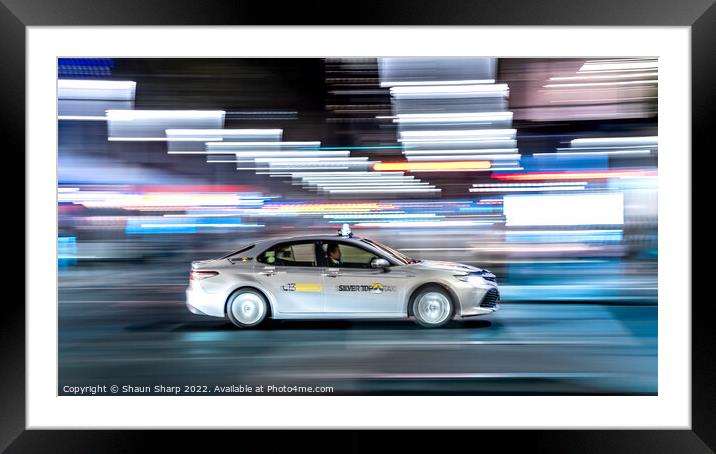 Taxi Running Late Framed Mounted Print by Shaun Sharp