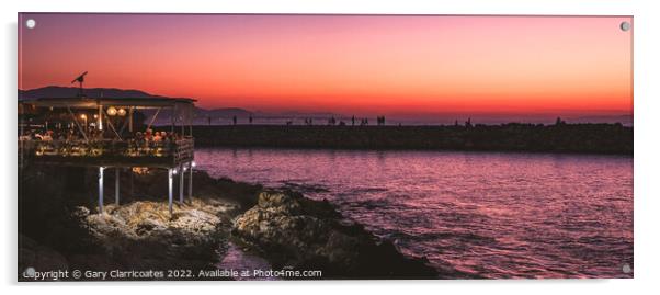 Crete Sunset Pano Acrylic by Gary Clarricoates