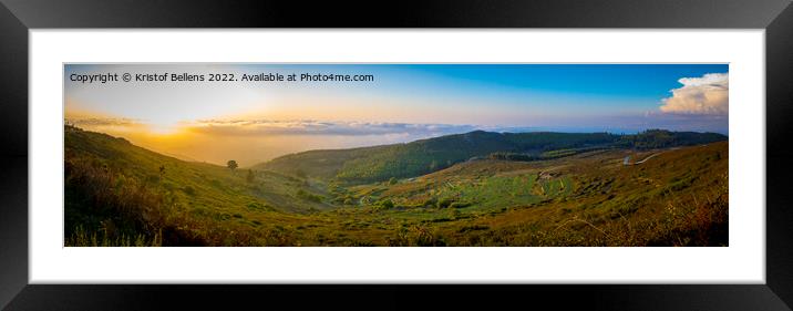 Panorama of Serra de Monchique, view over the nature of inland Algarve at Foia sunset Framed Mounted Print by Kristof Bellens