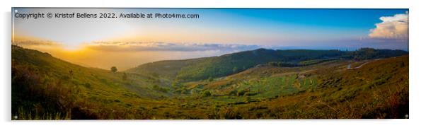Panorama of Serra de Monchique, view over the nature of inland Algarve at Foia sunset Acrylic by Kristof Bellens