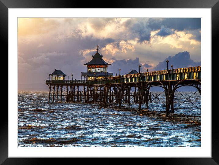 Clevedon Pier at high tide and choppy sea Framed Mounted Print by Rory Hailes