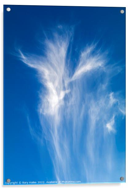 Cirrus clouds against a deep blue sky Acrylic by Rory Hailes
