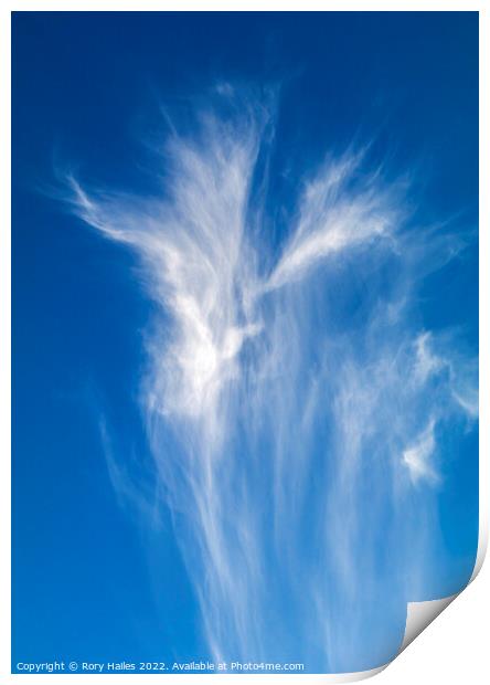 Cirrus clouds against a deep blue sky Print by Rory Hailes