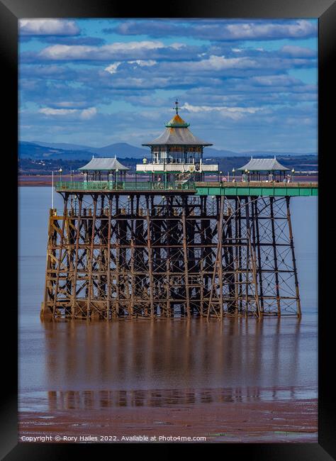 Clevedon Pier at low tide Framed Print by Rory Hailes