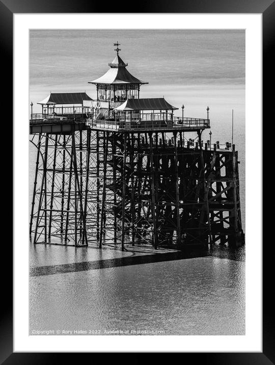 Clevedon Pier at low tide and calm sea Framed Mounted Print by Rory Hailes