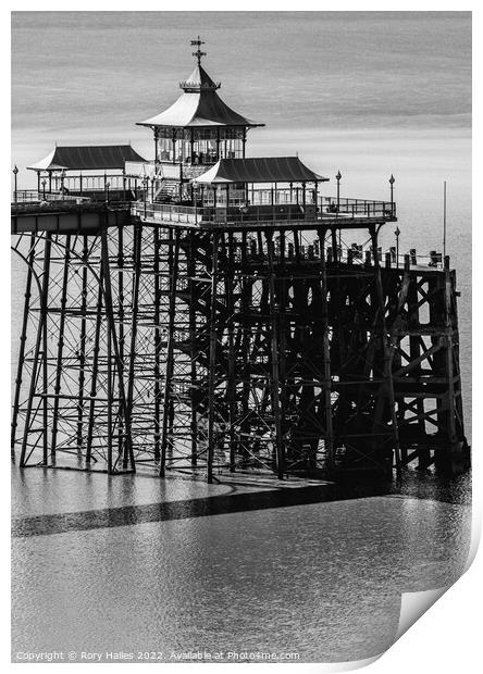Clevedon Pier at low tide and calm sea Print by Rory Hailes