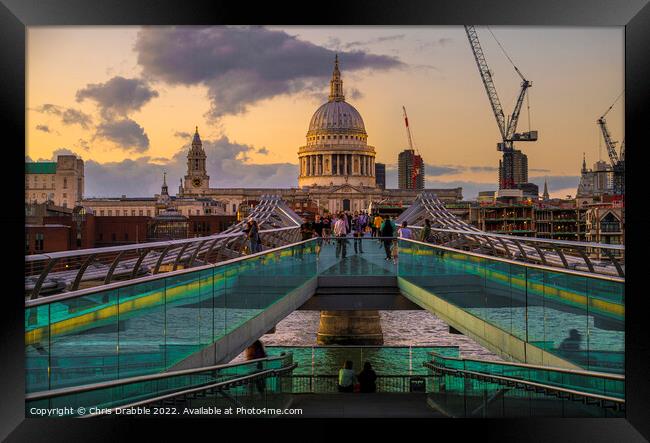 St Paul's Cathedral from the Millennium Bridge (2) Framed Print by Chris Drabble