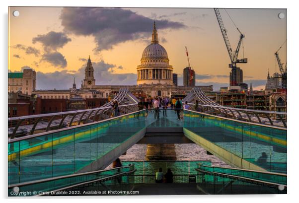 St Paul's Cathedral from the Millennium Bridge (2) Acrylic by Chris Drabble