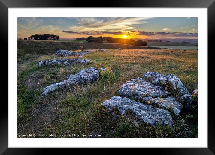 Arbor Low sunset Framed Mounted Print by Chris Drabble