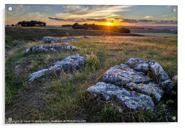 Arbor Low sunset Acrylic by Chris Drabble