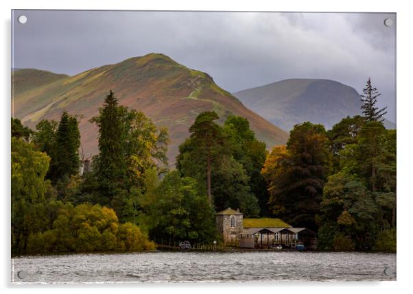 Catbells Over Derwent Island Acrylic by Roger Green