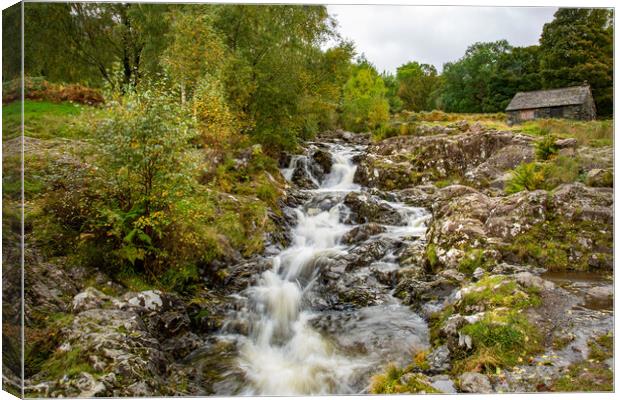 Water Falls above Ashness Bridge Canvas Print by Roger Green