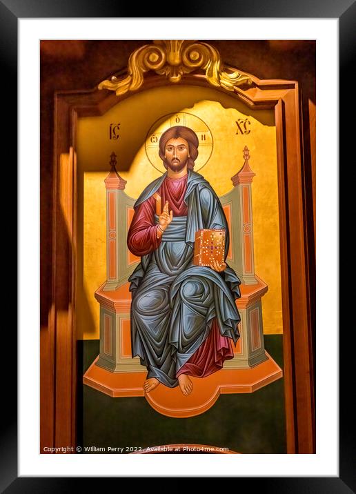 Jesus Christ Painting St Augustine Cathedral Tucson Arizona Framed Mounted Print by William Perry