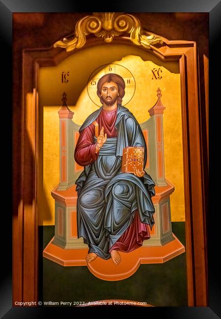 Jesus Christ Painting St Augustine Cathedral Tucson Arizona Framed Print by William Perry