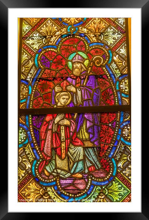 Stained Glass St Augustine Cathedral Tucson Arizona Framed Mounted Print by William Perry
