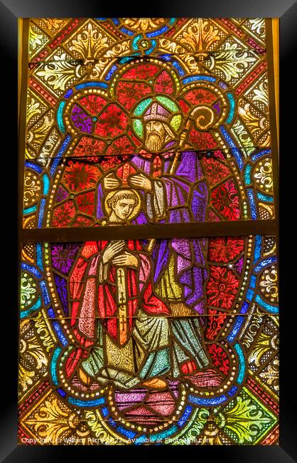 Stained Glass St Augustine Cathedral Tucson Arizona Framed Print by William Perry