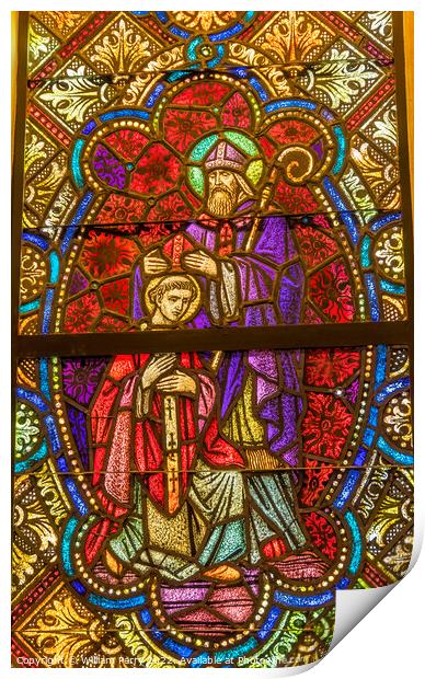 Stained Glass St Augustine Cathedral Tucson Arizona Print by William Perry