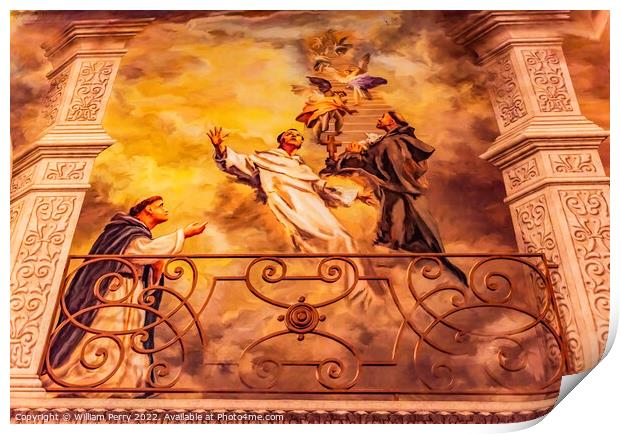 Heaven Painting St Augustine Cathedral Catholic Tucson Arizona Print by William Perry