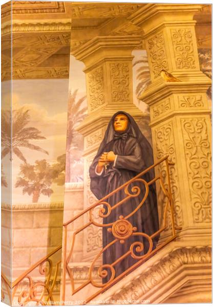 Nun Praying Painting St. Augustine Cathedral Tucson Arizona Canvas Print by William Perry
