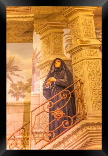 Nun Praying Painting St. Augustine Cathedral Tucson Arizona Framed Print by William Perry