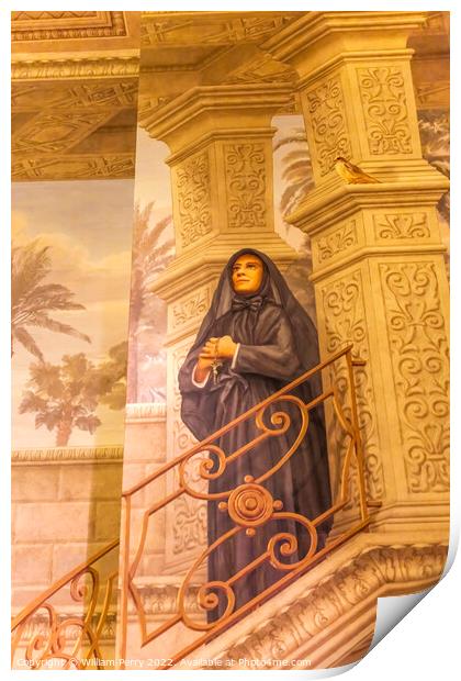 Nun Praying Painting St. Augustine Cathedral Tucson Arizona Print by William Perry