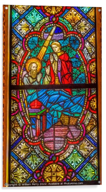 Stained Glass St Augustine Cathedral Catholic Tucson Arizona Acrylic by William Perry