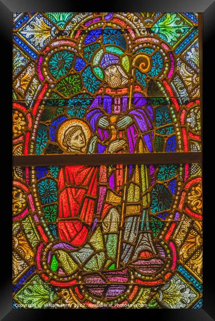 Stained Glass St Augustine Cathedral Catholic Tucson Arizona Framed Print by William Perry