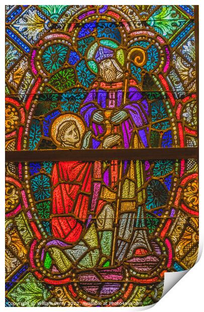 Stained Glass St Augustine Cathedral Catholic Tucson Arizona Print by William Perry