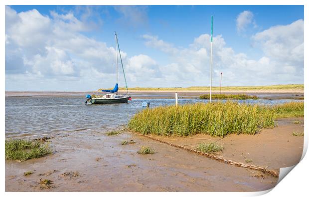 Yacht moored in the River Alt estuary Print by Jason Wells