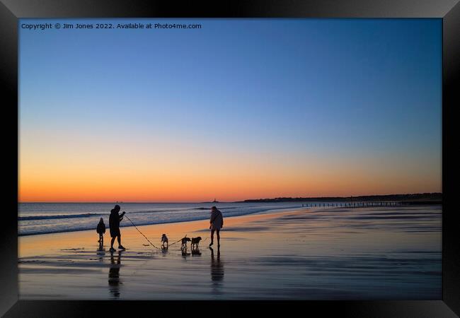 Waiting on the beach for sunrise Framed Print by Jim Jones