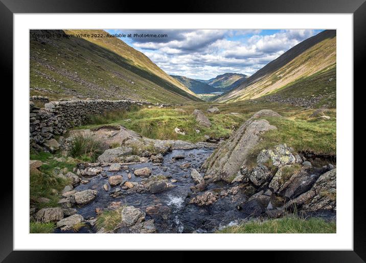 Looking down to Brothers water from Kirston pass Framed Mounted Print by Kevin White