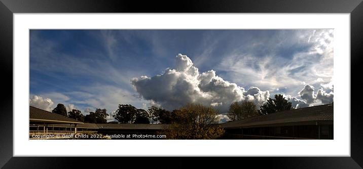 Magnificent white panoramic Cumulonimbus cloud in blue sky. Aust Framed Mounted Print by Geoff Childs