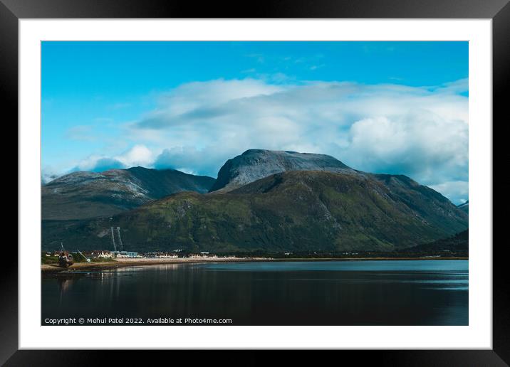 Highest mountain in UK, Ben Nevis, towering above Loch Linnhe Framed Mounted Print by Mehul Patel