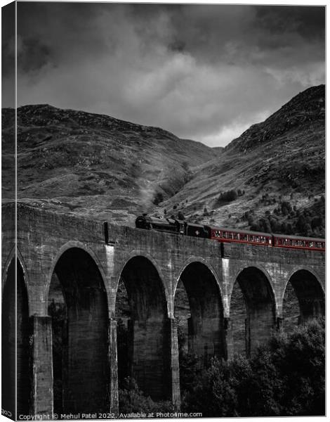 Glenfinnan Viaduct with steam train crossing Canvas Print by Mehul Patel