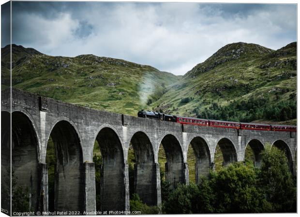 Glenfinnan Viaduct with Jacobite steam train crossing Canvas Print by Mehul Patel
