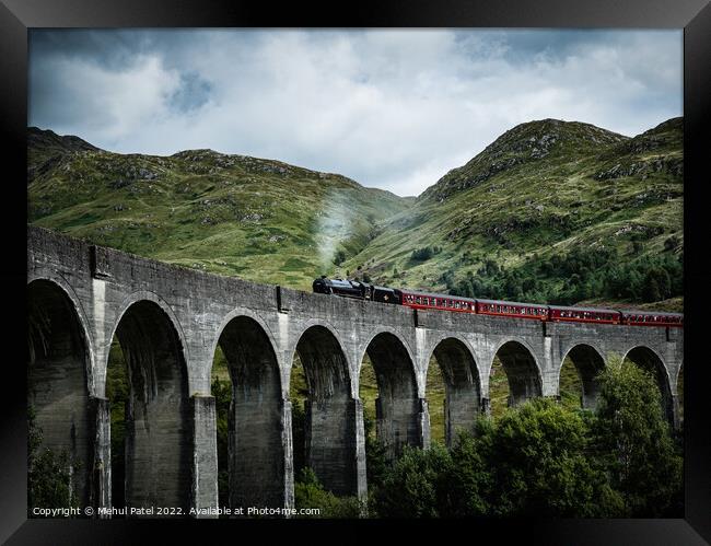 Glenfinnan Viaduct with Jacobite steam train crossing Framed Print by Mehul Patel