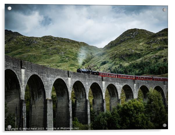 Glenfinnan Viaduct with Jacobite steam train crossing Acrylic by Mehul Patel