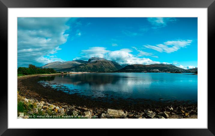 Panoramic view of Ben Nevis and Fort William by Loch Linnhe in summer Framed Mounted Print by Mehul Patel